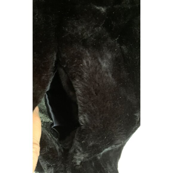 Black Faux Fur Coat Leopard Print Trim Hooded Monterey Fashions 3X RG10187 - Picture 11 of 13